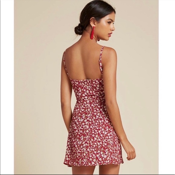 Reformation Doris Floral Mini Dress Red - Picture 6 of 9